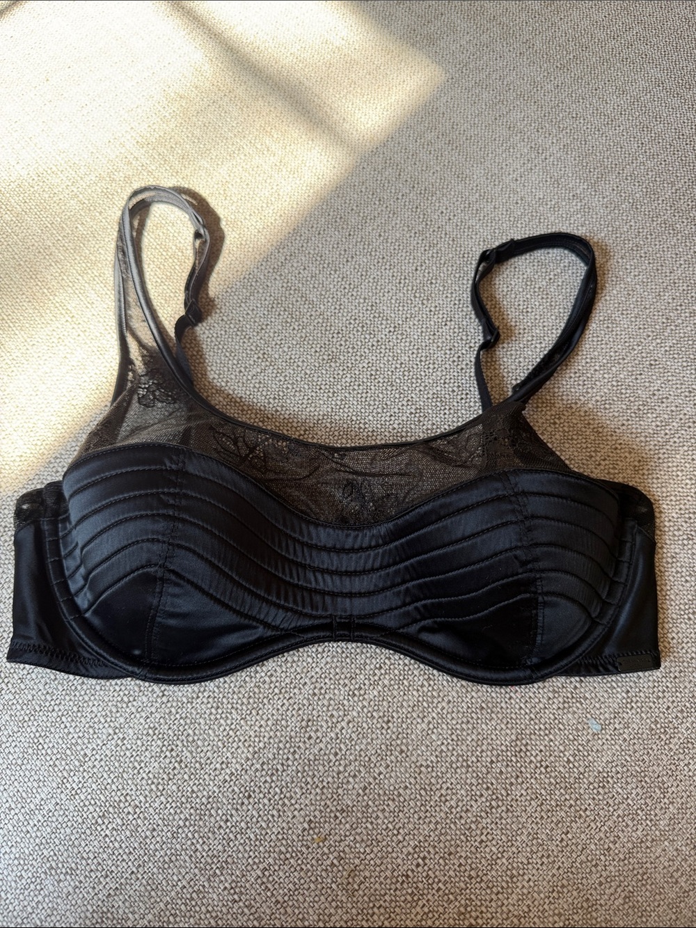 Calvin Klein Black Lace-Trim Balconette Bra